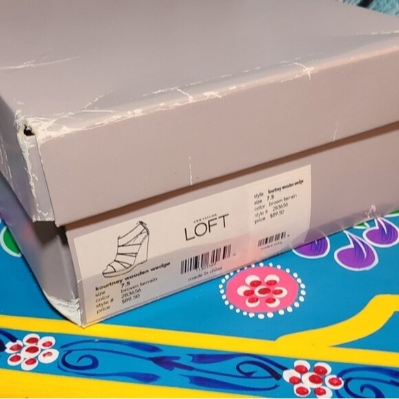 Loft Women's Size 7.5 Brown Terrain Kourtney Wooden 3.5" Wedge Gladiator Sandals - Picture 12 of 12